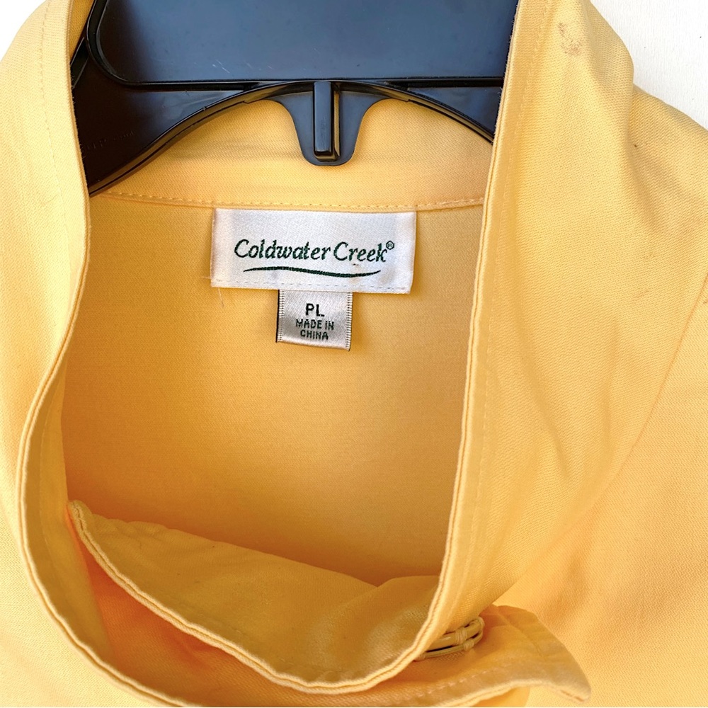 COLDWATER CREEK Petite Large Button Swing Jacket Mock Neck Cotton Stretch Yellow - Picture 6 of 7